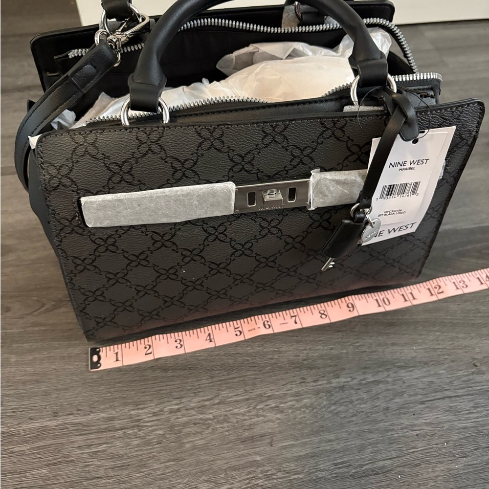 NWT Nine West Maribel Jet Black Satchel - Picture 12 of 14